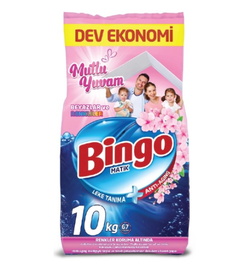 Bingo Mutlu Yuvam Beyaz ve Renkliler Toz Çamaşır Deterjanı 10 Kg